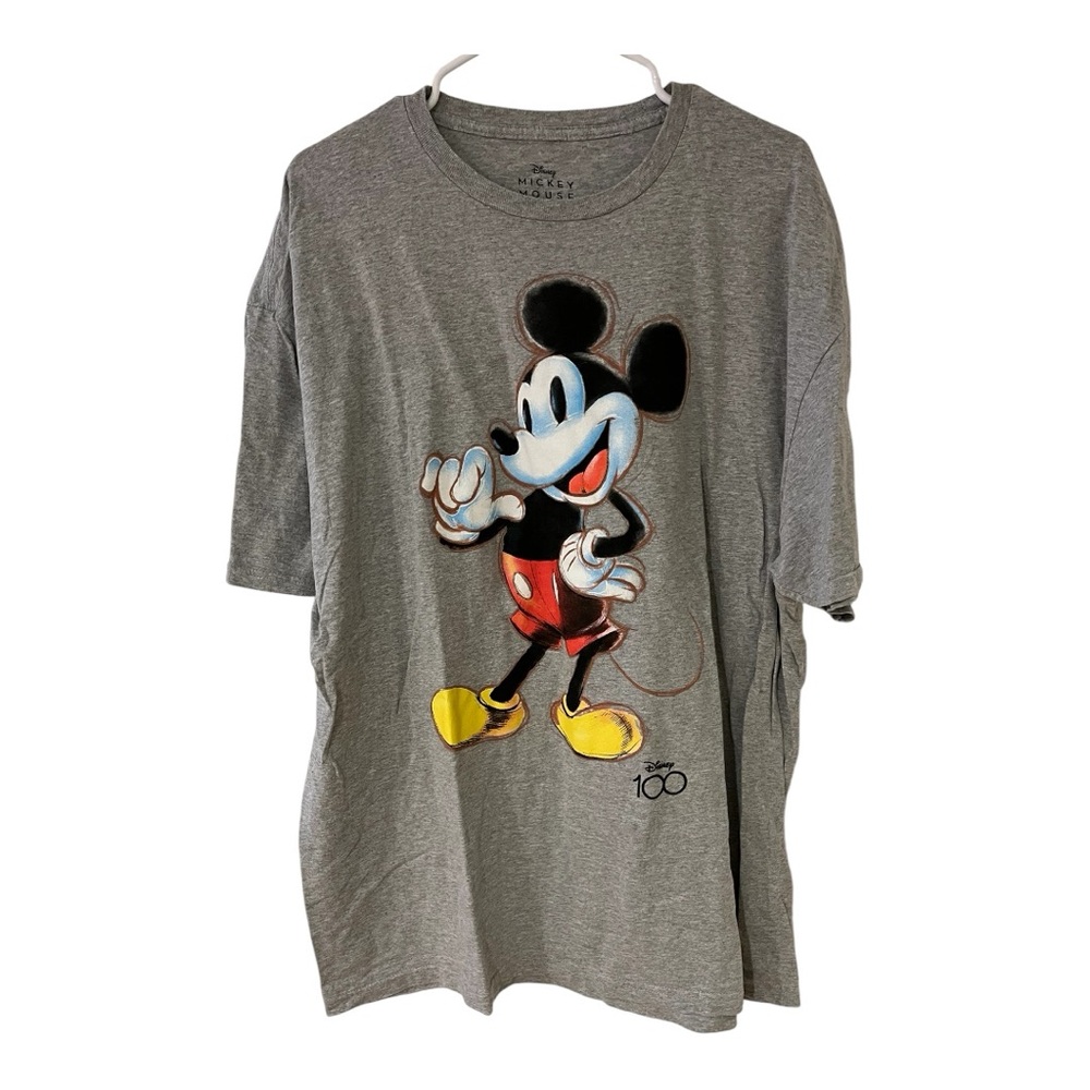 Disney Mickey Mouse Men's 2XL T-Shirt 100th Anniversary Logo Light Heather Gray